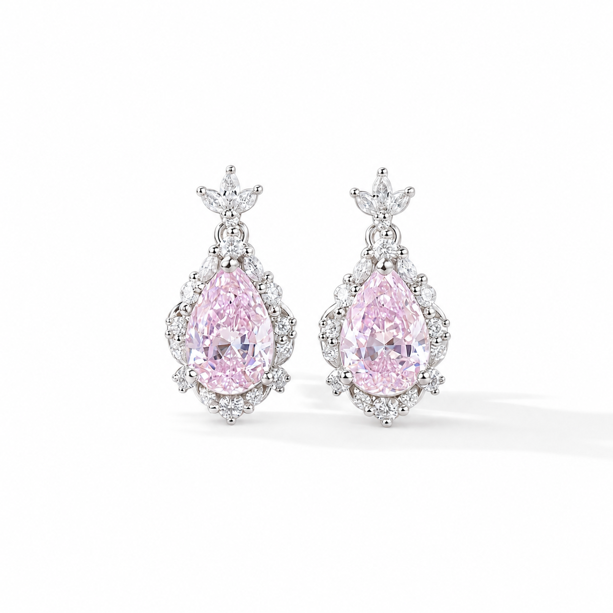 Blush Teardrop Crystal Jewelry Set