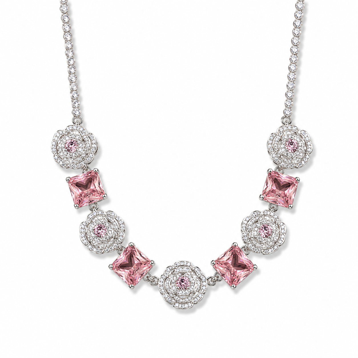 Blush Crystal Floral Jewelry Set