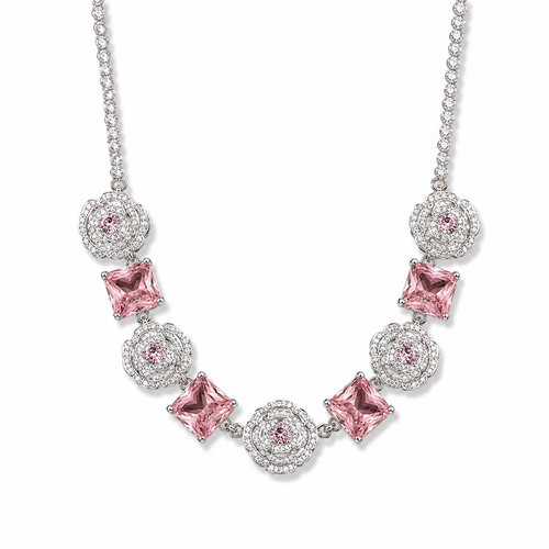 Blush Crystal Floral Jewelry Set