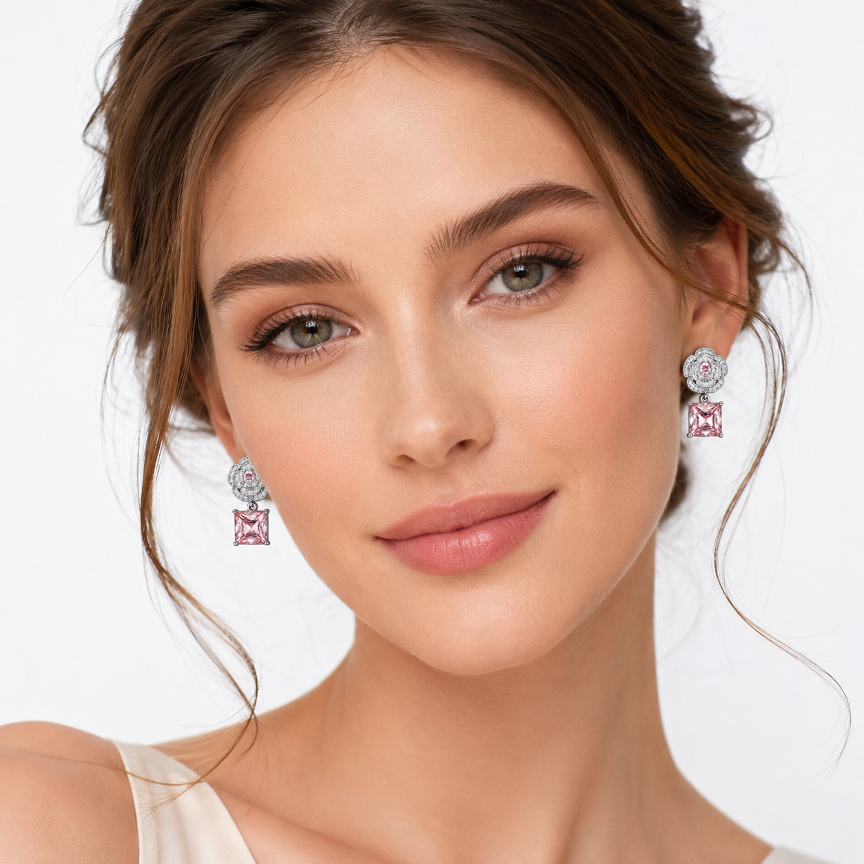 Blush Crystal Floral Jewelry Set