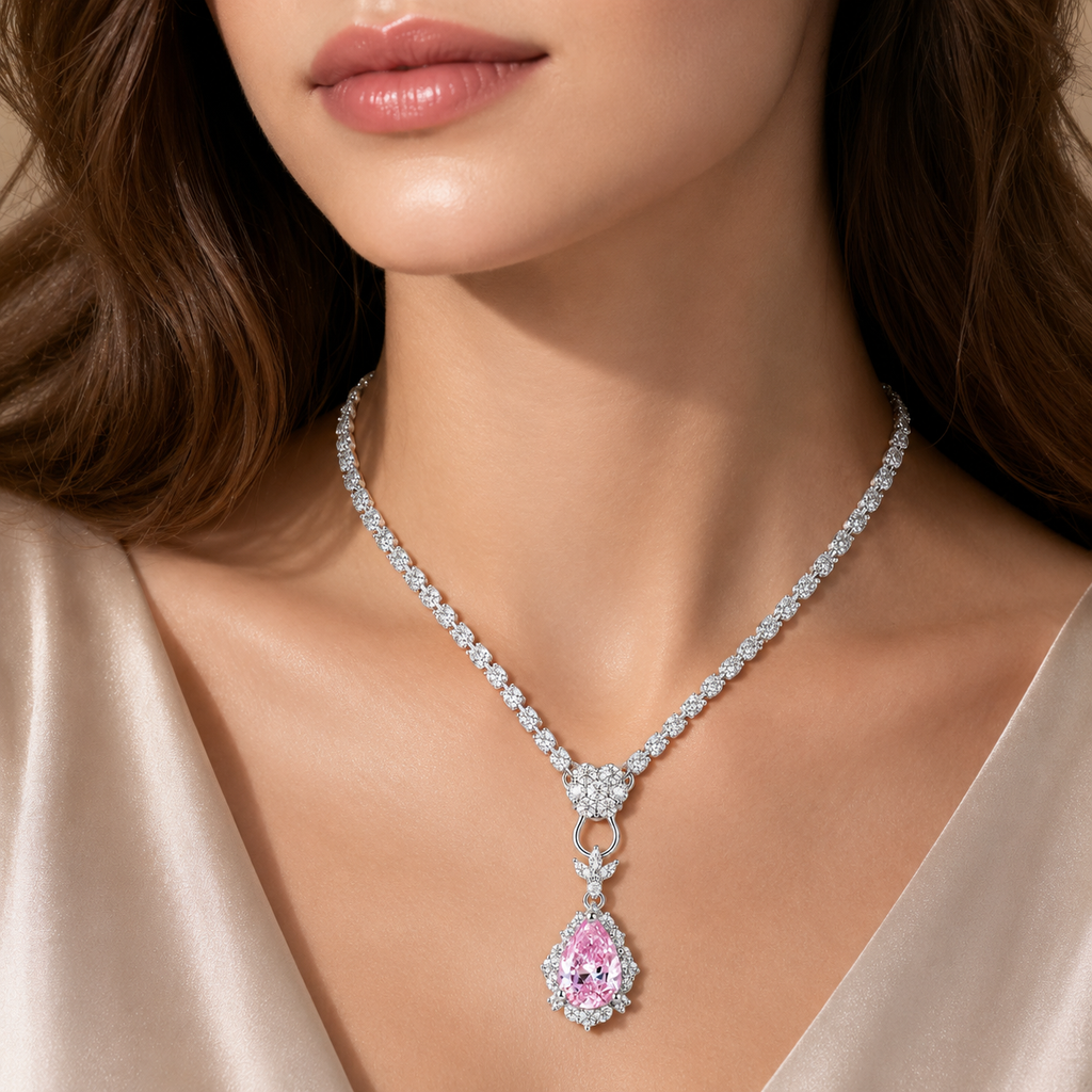 Blush Teardrop Crystal Jewelry Set