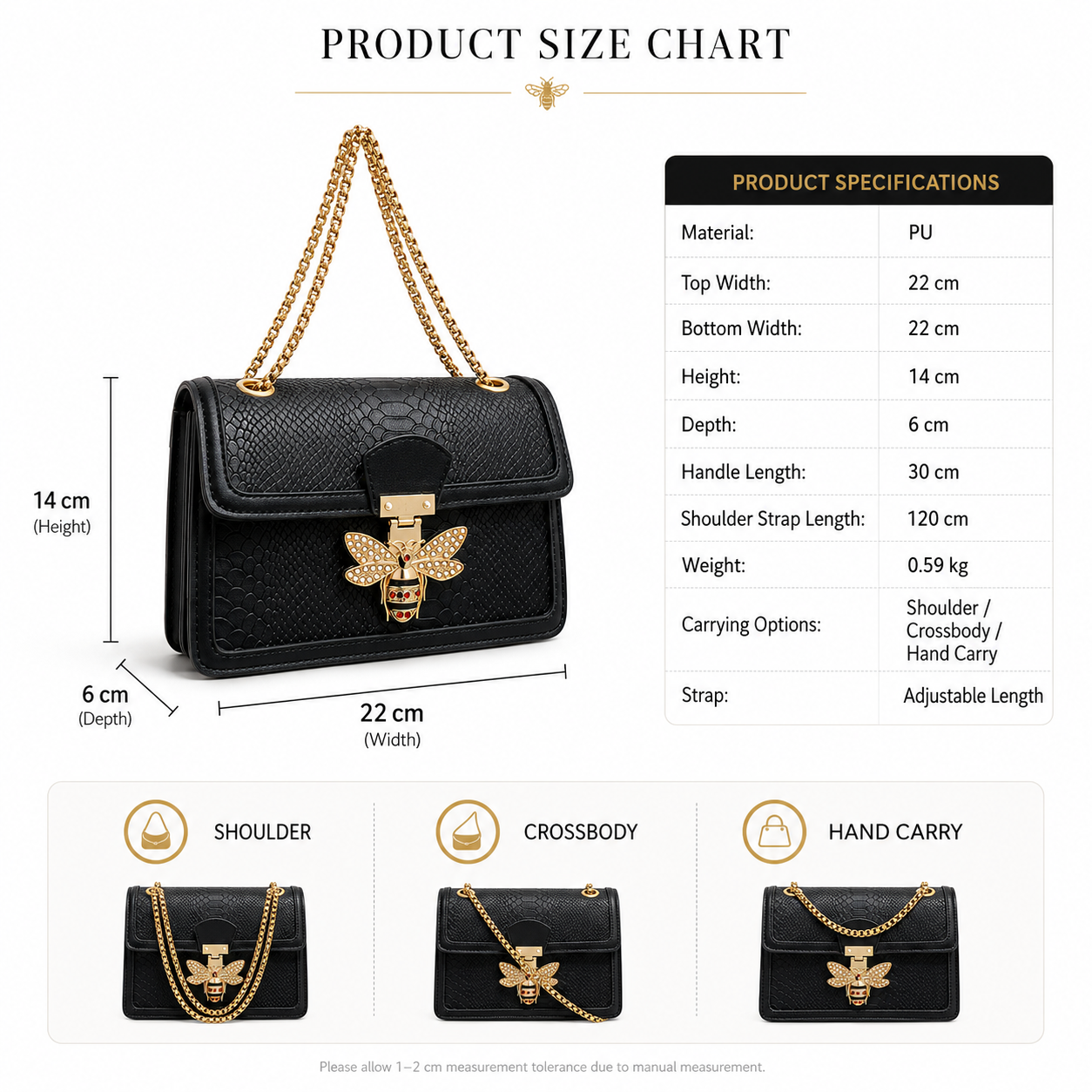 Bee Charm Chain Shoulder Bag