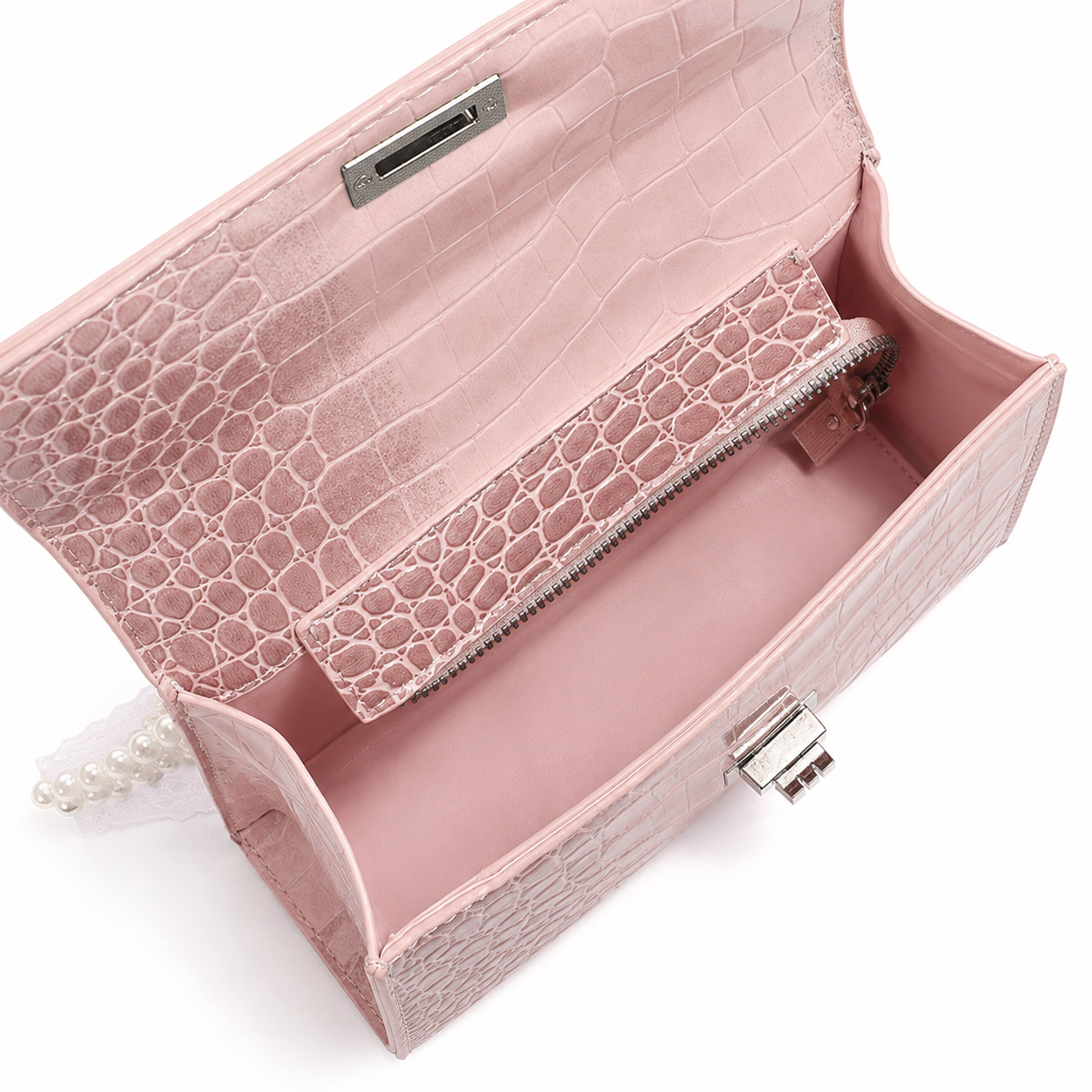 Blush Pearl Bow Chain Shoulder Bag