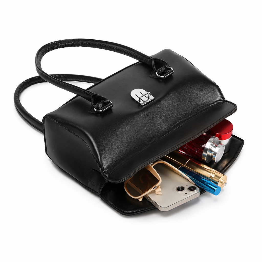Classic Black Top Handle Shoulder Bag
