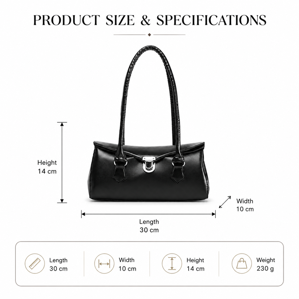 Classic Black Top Handle Shoulder Bag
