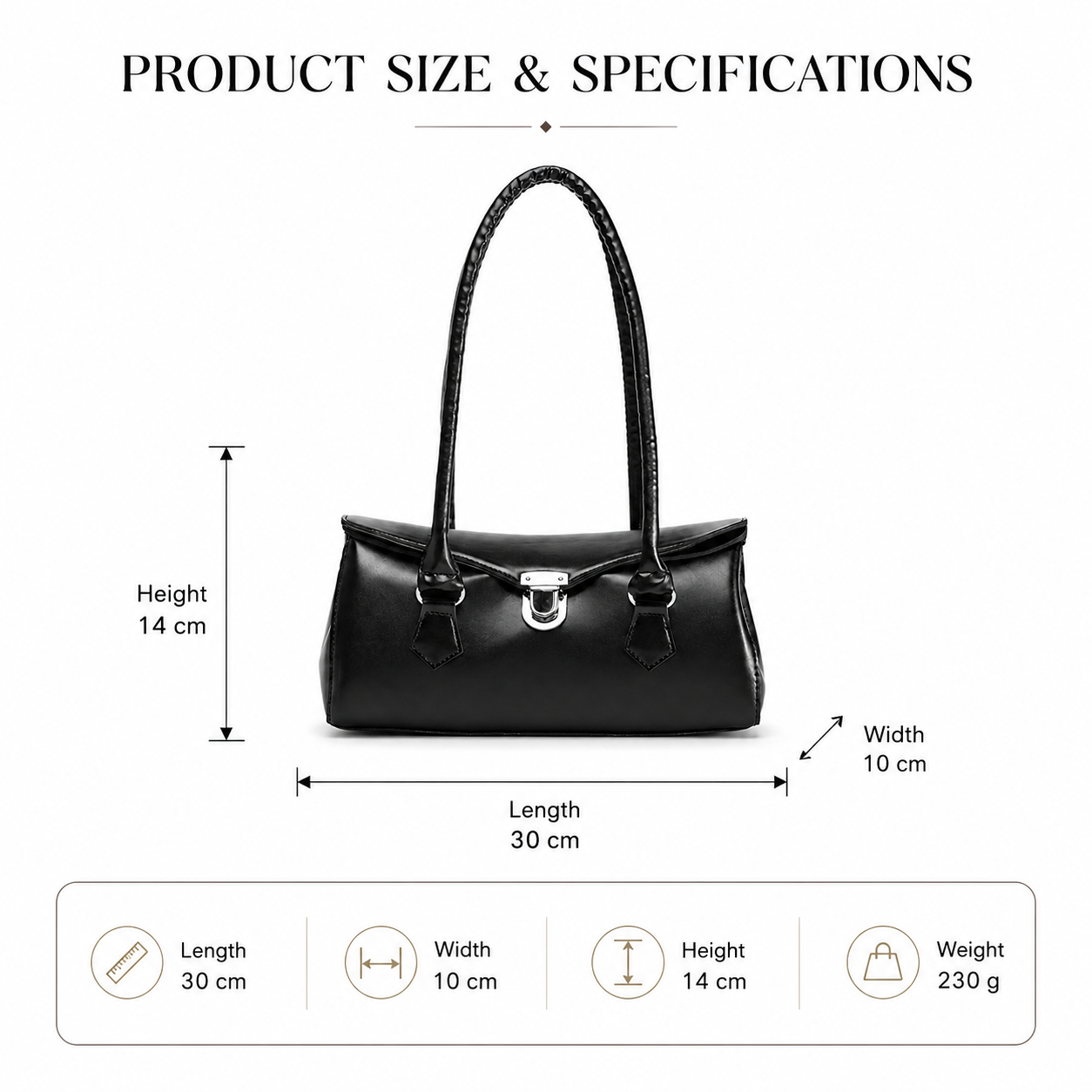 Classic Black Top Handle Shoulder Bag