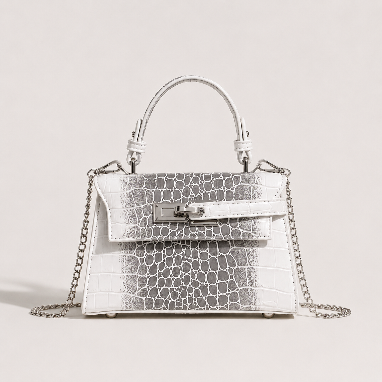 Title: Croc-Embossed Kelly-Inspired Mini Bag