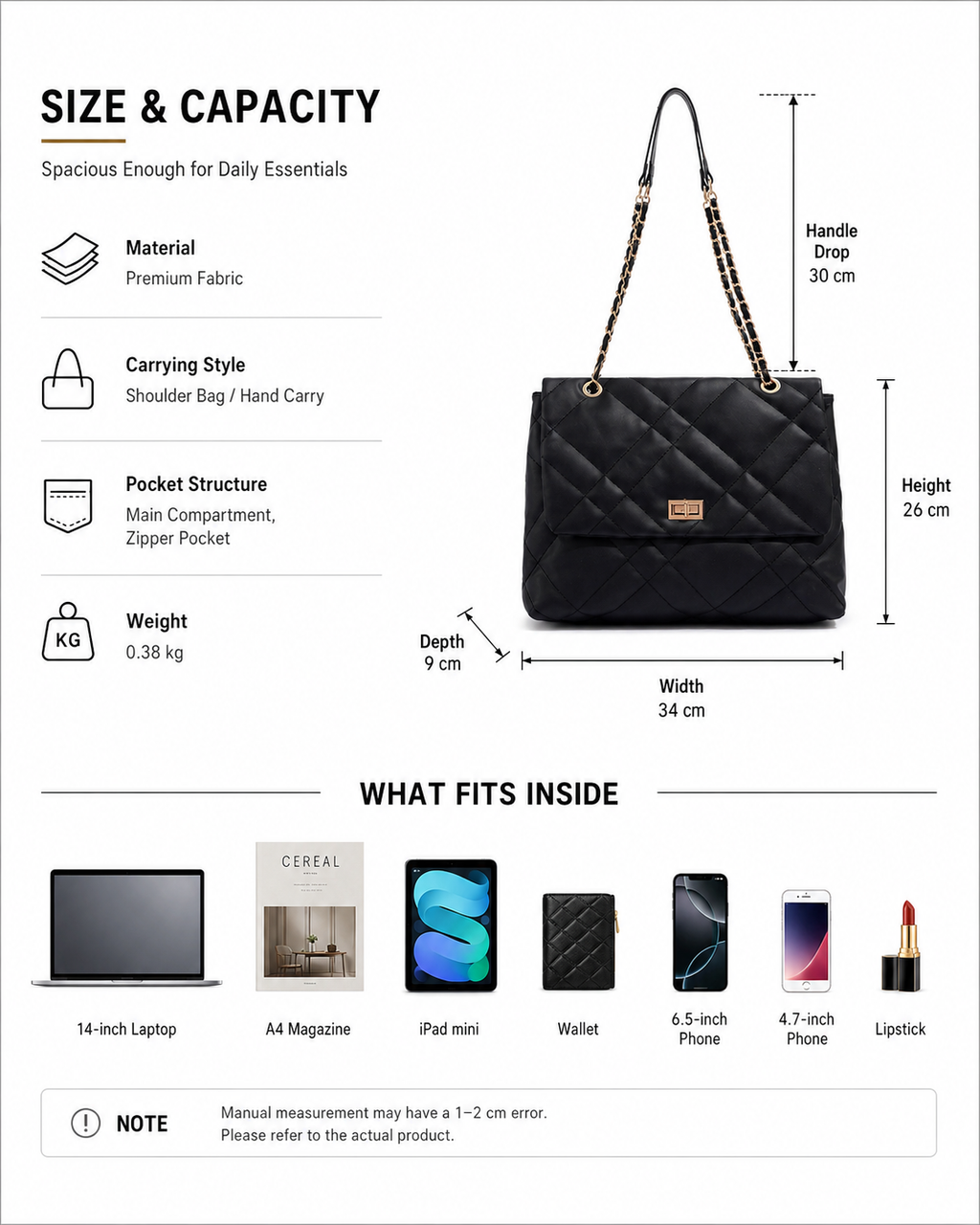 Midnight Quilted Shoulder Bag