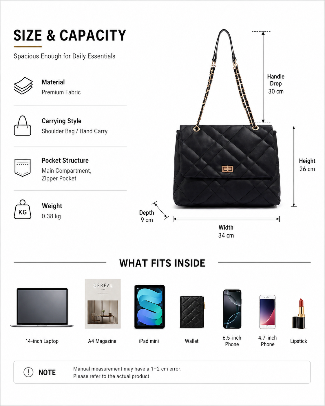 Midnight Quilted Shoulder Bag