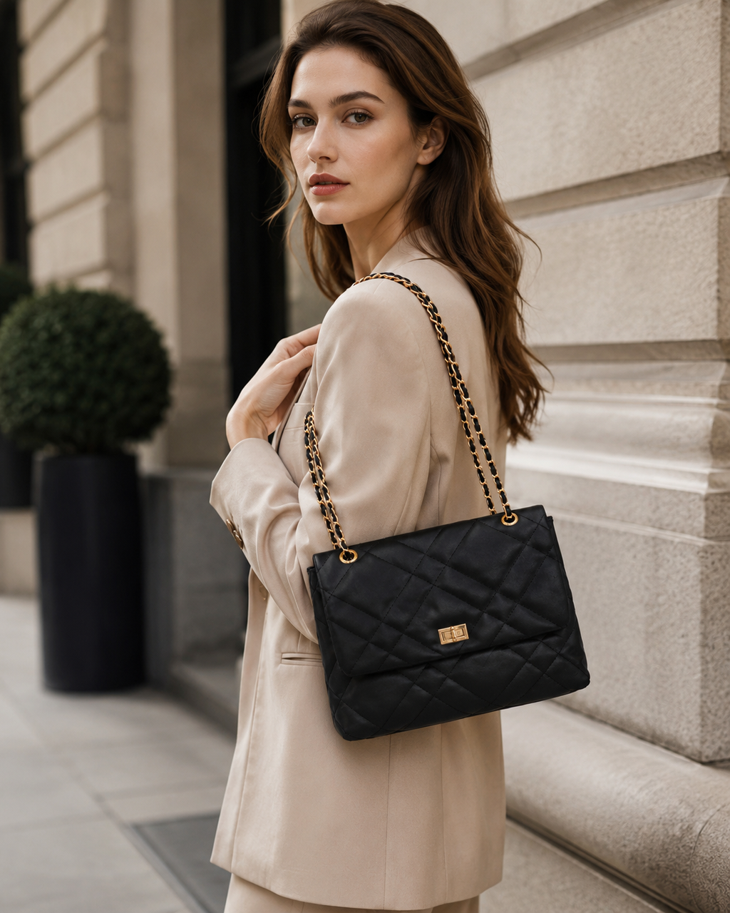 Midnight Quilted Shoulder Bag