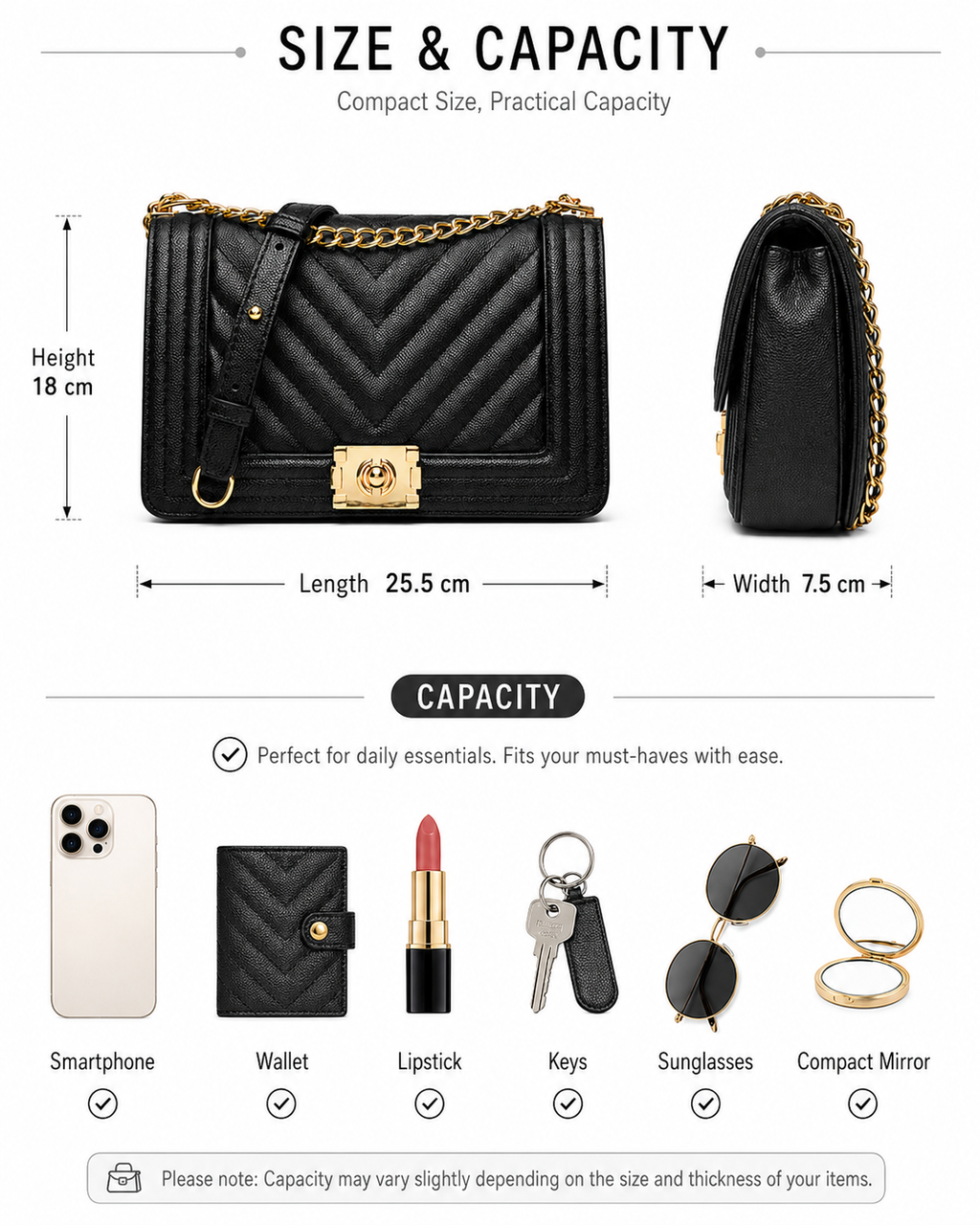 Classic Chevron Chain Shoulder Bag