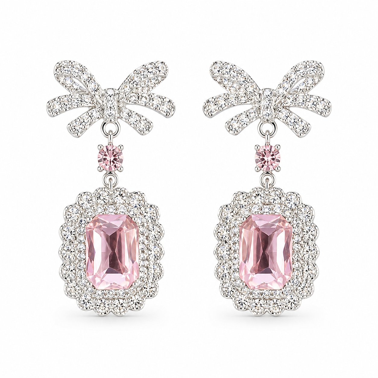 Blush Bow Crystal Jewelry Set