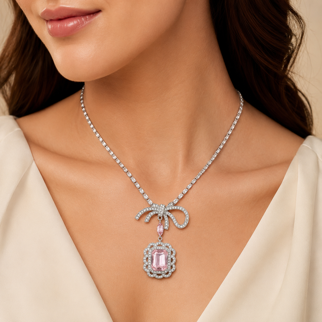 Blush Bow Crystal Jewelry Set