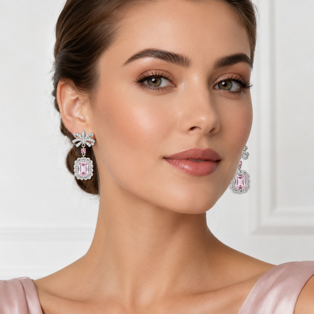 Blush Bow Crystal Jewelry Set