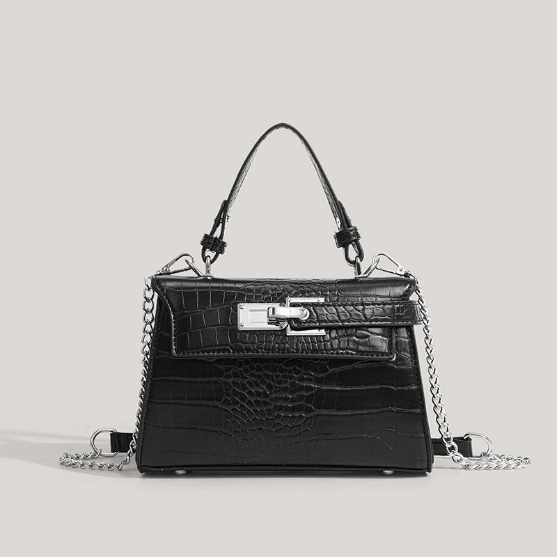 Title: Croc-Embossed Kelly-Inspired Mini Bag