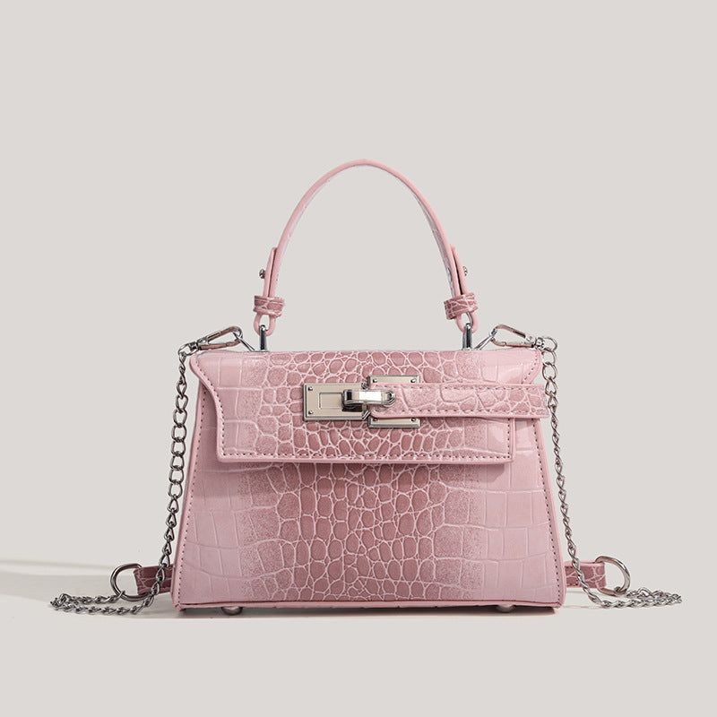 Title: Croc-Embossed Kelly-Inspired Mini Bag